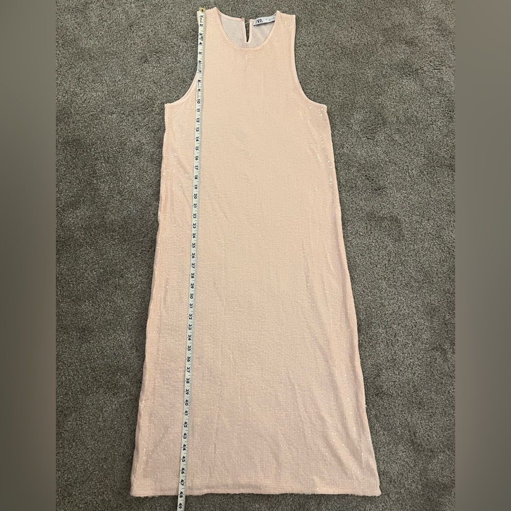 ZARA Pink Sequin Midi Dress - Picture 6 of 13